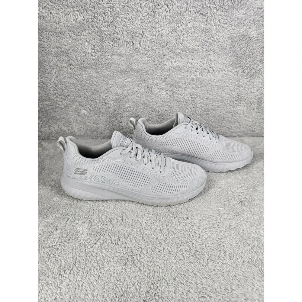 Skechers BOBS Squad Grey Knit Sneakers Women's Size 9.5 Comfort Athletic Shoes